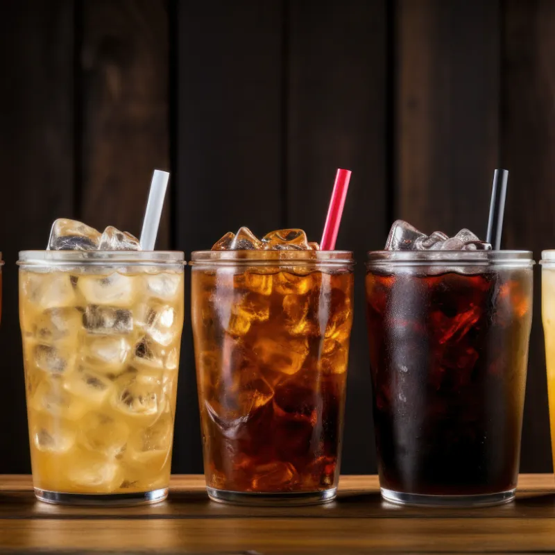 refrescos en vasos con hielo